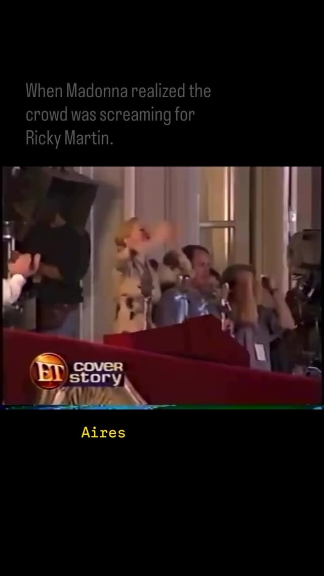 Durante el rodaje de 'Evita' en Buenos Aires en 1995, Madonna presenció cómo los fans cambiaban sus gritos por el nombre de Ricky Martin, marcando un momento clave en la cultura pop argentina y en la filmación de esta icónica película.