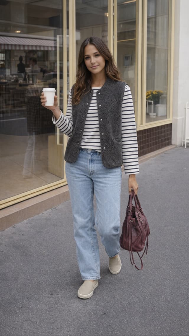 Rayas, denim y mood café ☕✨