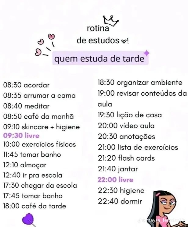 como se organizar estudando de tarde