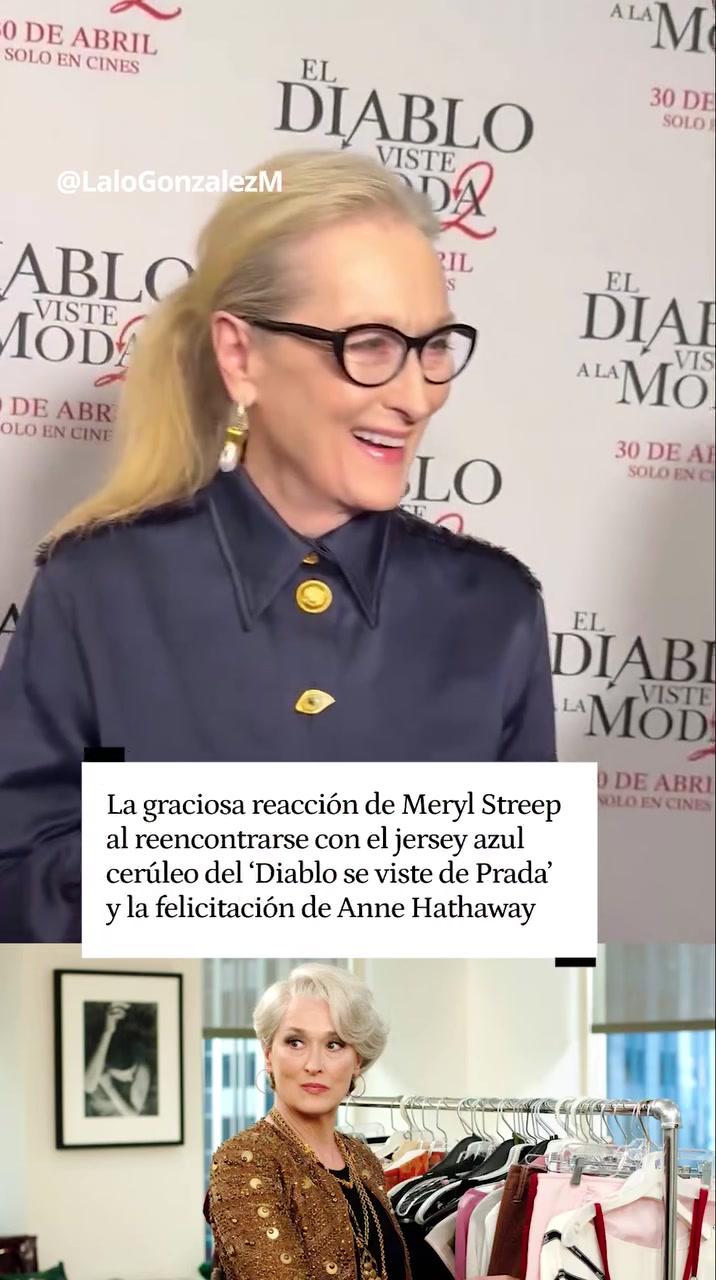 Social Meryl Streep se reencuentra con el jersey azul cerúleo de 'El diablo viste de Prada'