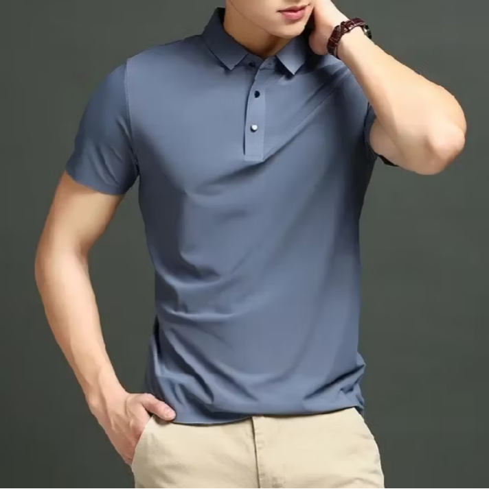 Social Camisa Polo Masculina em Tecido Gelado Elastico