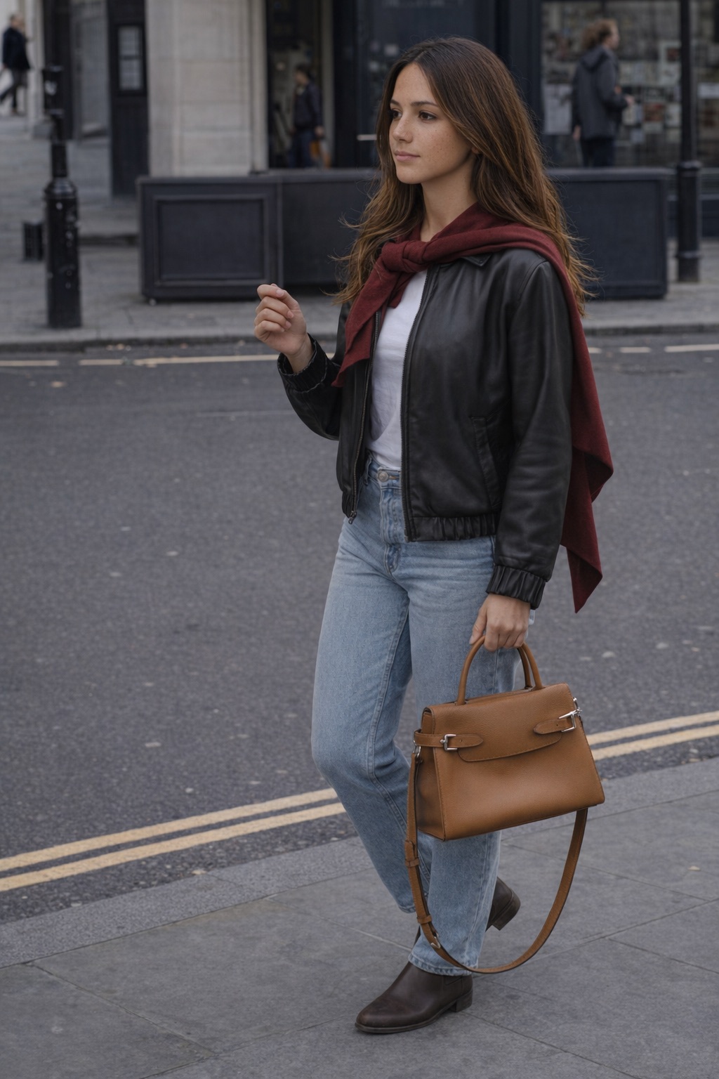 Social Street chic con toque burdeos ❤️