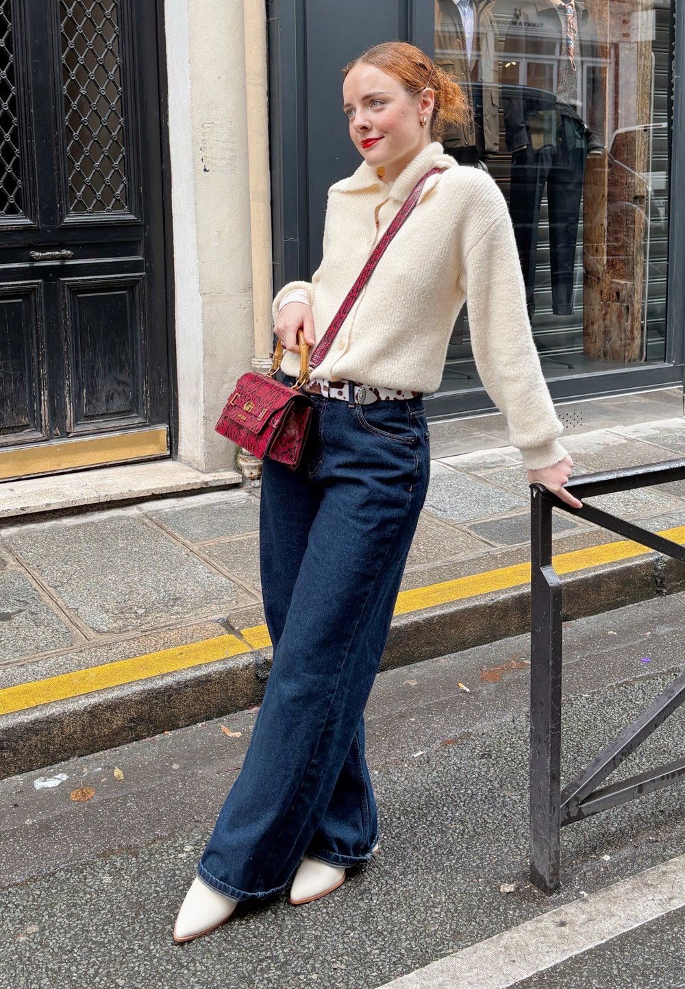 Moda Chaqueta de punto con bolso de mano