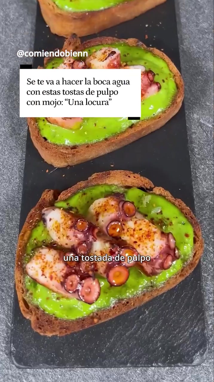 Tostas de pulpo con mojo: se te hará la boca agua