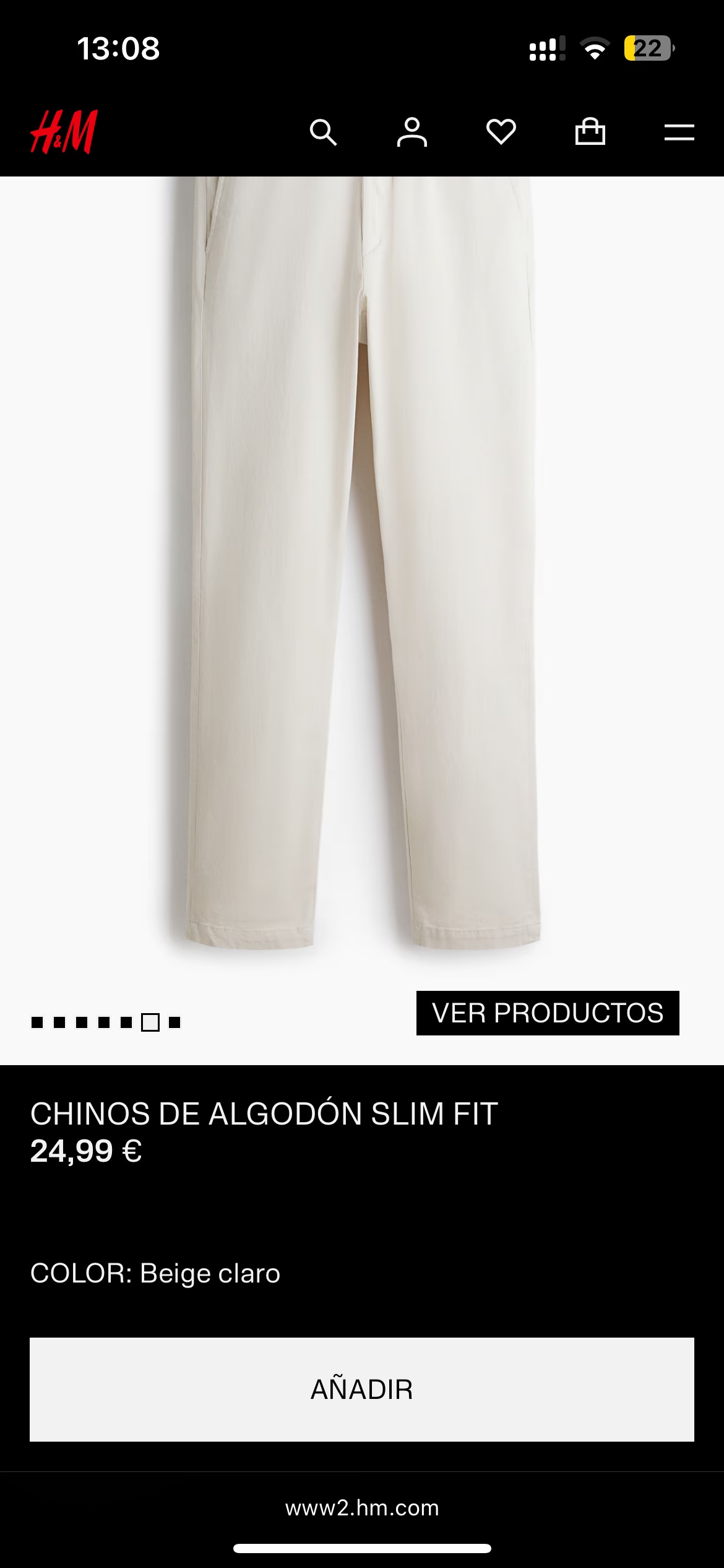 Chinos de algodón slim fit