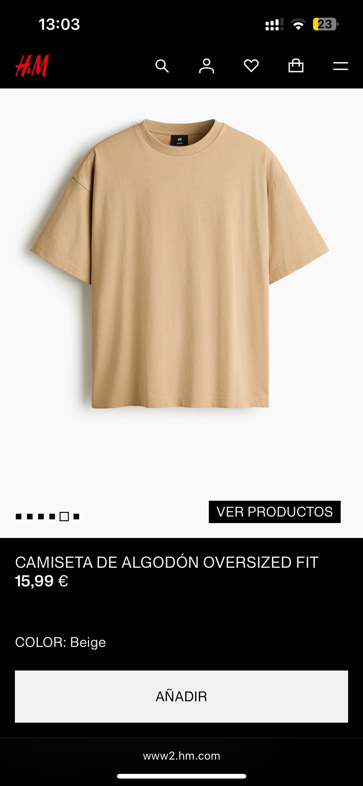 Camiseta de algodón oversized fit