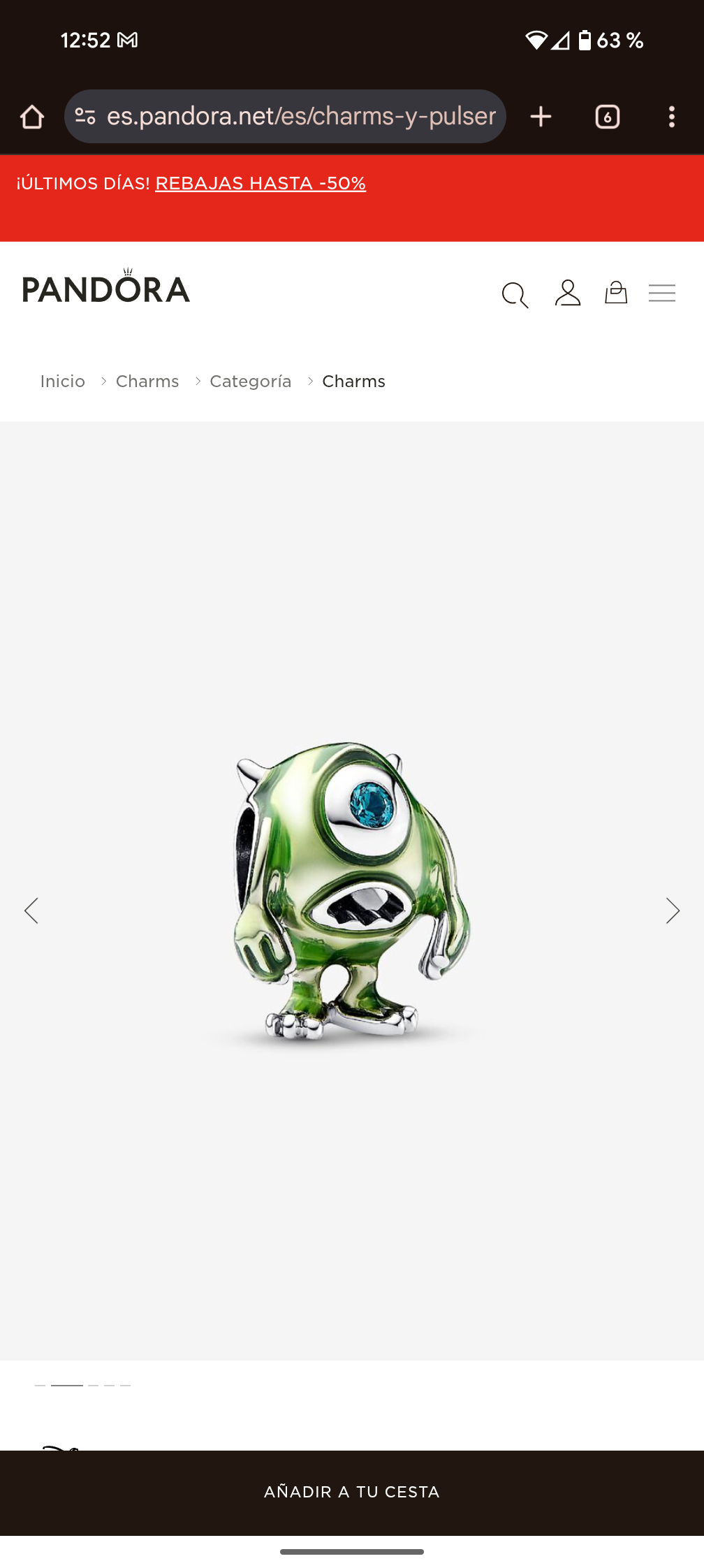 Social Charm Mike Wazowski de Disney Pixar

Plata de primera ley

