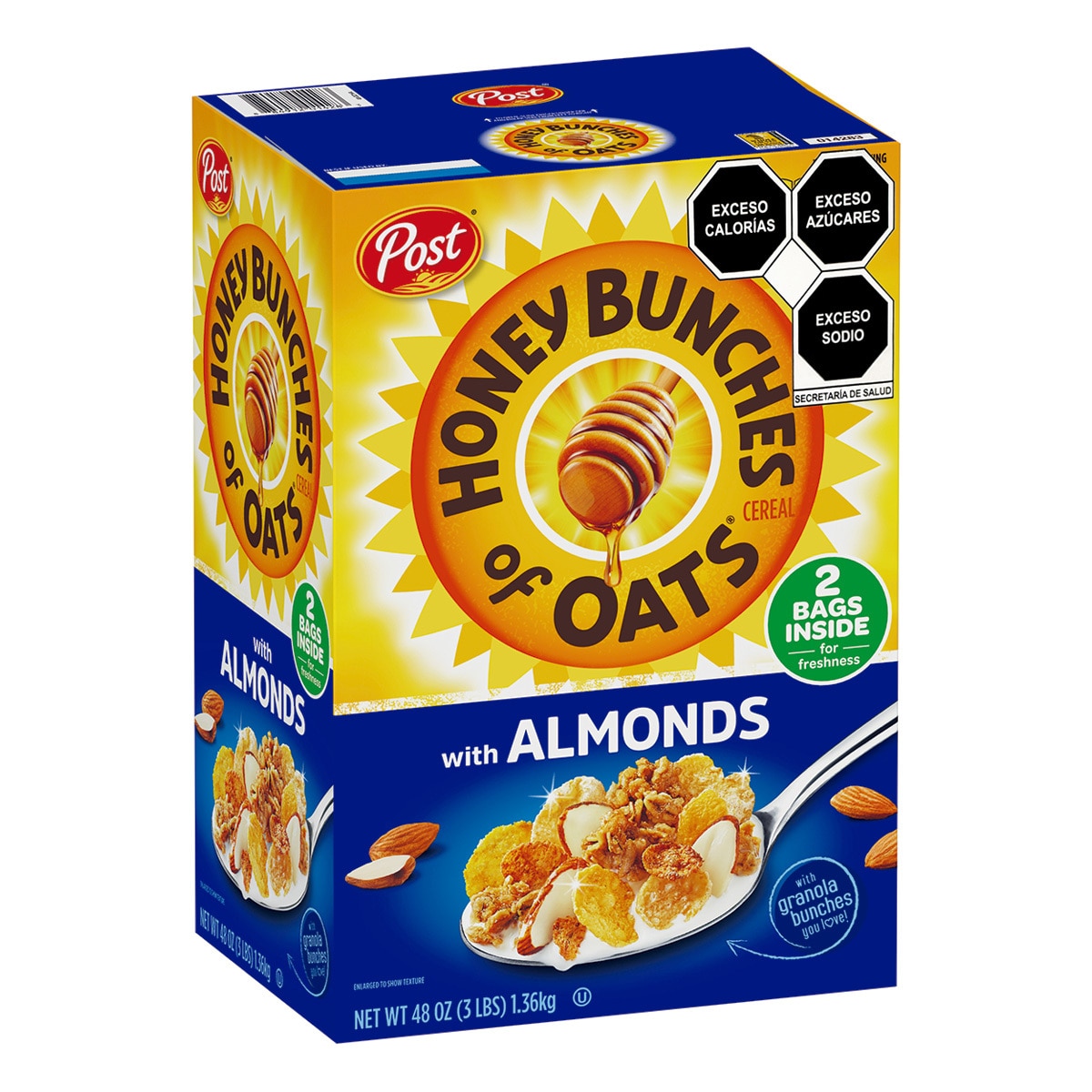 Social Cereal Honey Bunches of Oats con Almendras de la marca Post. 