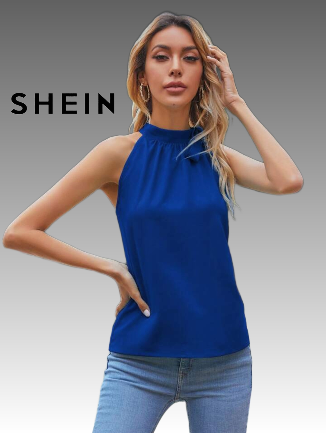 Social Blusa Halter Azúl, SHEIN, cordón de Moño 💙